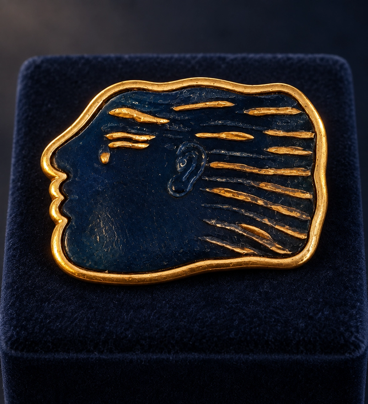 Main view — Blue and Gold Profile Brooch